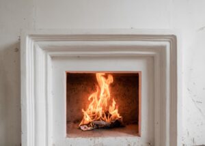 An indoor fireplace